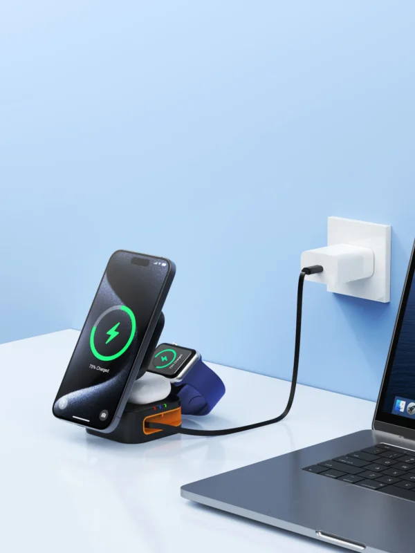15W Fast Charging  3-in-1 Foldable Wireless Charger Stand - Image 3